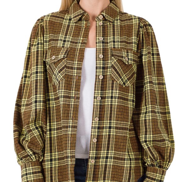 Plaid Buttoned Down Shirt for Women -  check dress shirt Tuck it or UnTuck it - Picture 5 of 10